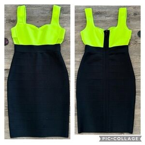 NWT Hot Miami Styles Neon Cut Out Sides Bandage Dress Medium